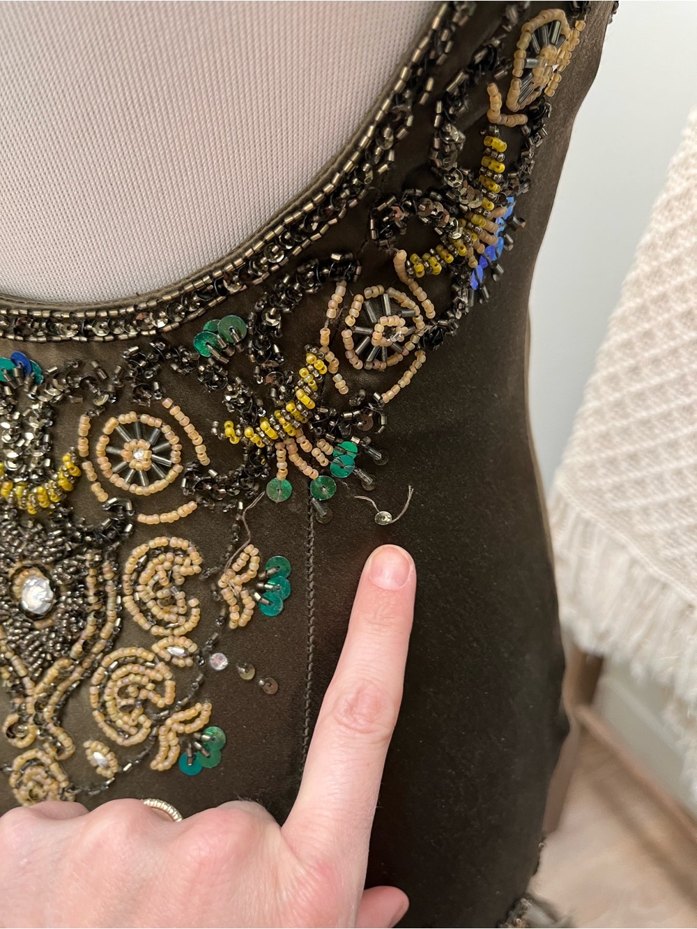 Sue Wong Olive Green Ruffled Mermaid Evening Dress - Picture 6 of 11